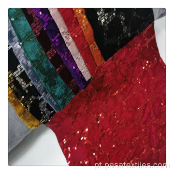 Venda quente Roxo seqüência de tecido de sequência de tecido de lantejante tecido tecido de renda para lantejoulas